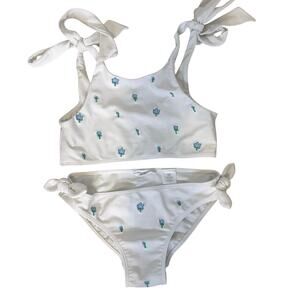 Minnow X Fanm Mon Coconut Wave Swim White Tie Knot Bikini Swimsuit Girls 9/10